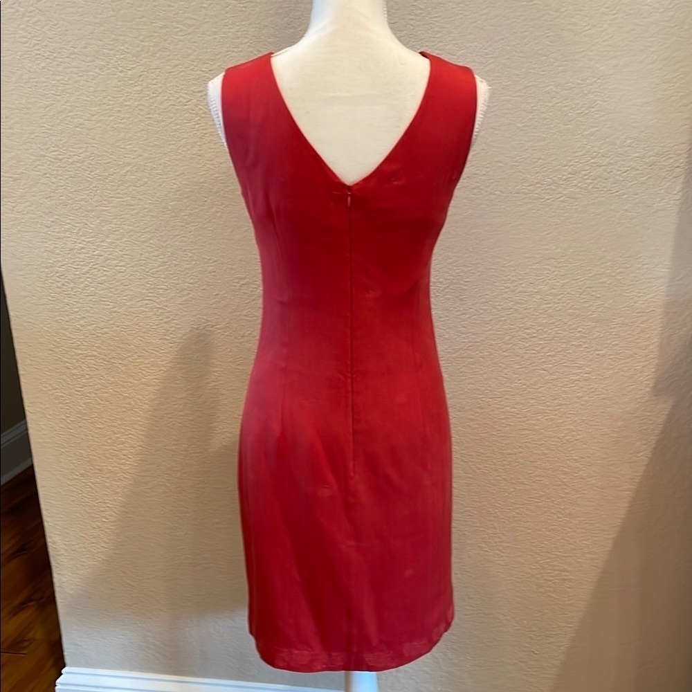 Elegant Tommy Bahama Orangish-Red Sleeveless Dress - Picture 3 of 5